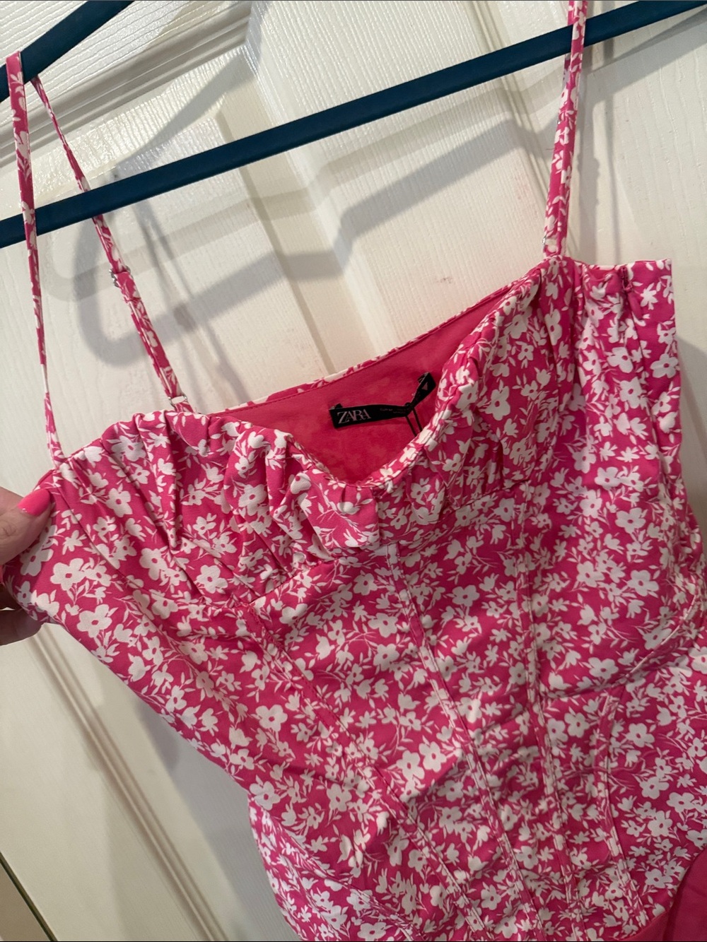 Zara NWT pink floral bustier bodysuit, medium - Picture 3 of 7